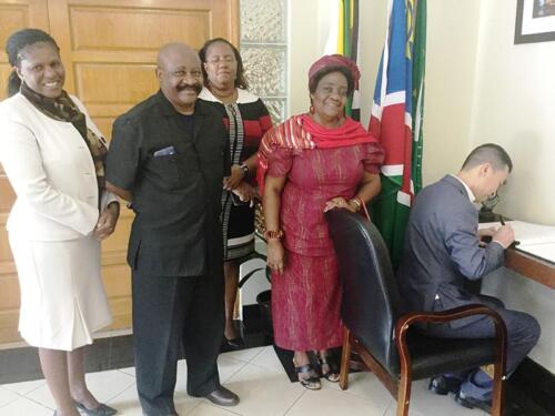 Nichotan introduces TRU to Namibian Embassy in Harare Zimbabwe(Mr. ZiPing Feng signing)